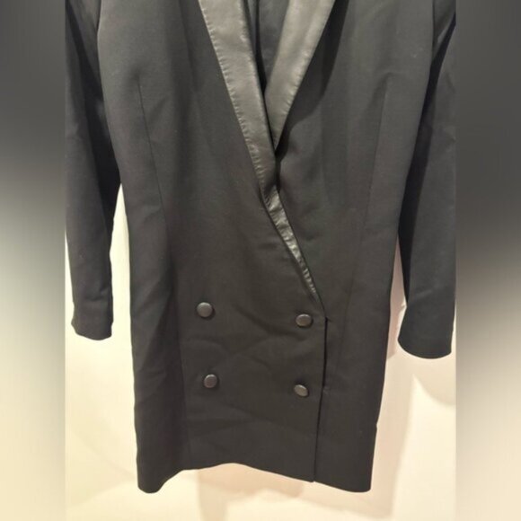 The Kooples Leather Trimmed Tuxedo Dress - Picture 3 of 15